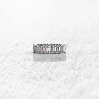 7.0TCW Emerald Cut Eternity Moissanite Diamond Wedding Band in 925 Sterling Silver