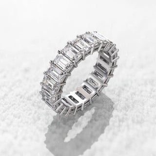 7.0TCW Emerald Cut Eternity Moissanite Diamond Wedding Band in 925 Sterling Silver