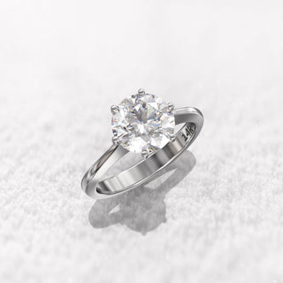 2.0TCW Round Cathedrawl Solitaire Moissanite Diamond Engagement Ring in 925 Sterling Silver