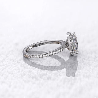 1.5TCW Cushion Halo Pave Moissanite Diamond Engagement Ring in 925 Sterling Silver