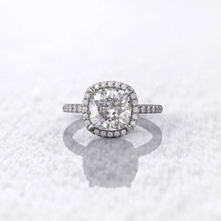 1.5TCW Cushion Halo Pave Moissanite Diamond Engagement Ring in 925 Sterling Silver