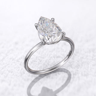 2.5TCW Pear Cut Solitaire Moissanite Diamond Engagement Ring in 925 Sterling Silver