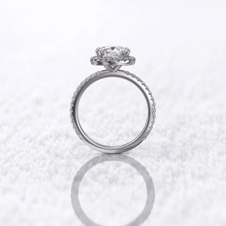 1.5TCW Cushion Halo Pave Moissanite Diamond Engagement Ring in 925 Sterling Silver