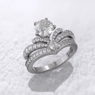 1.0TCW Round Cut Antique Cluster Moissanite Diamond Engagement Ring in 925 Sterling Silver