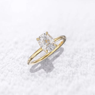 1.0TCW Elongated Cushion Hidden Halo Moissanite Diamond Engagement Ring in 925 Sterling Silver