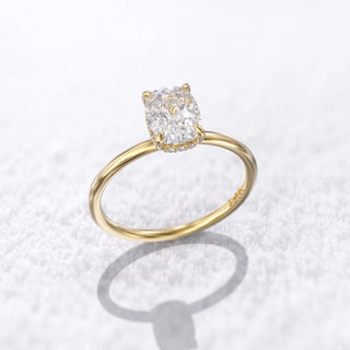 1.0TCW Elongated Cushion Hidden Halo Moissanite Diamond Engagement Ring in 925 Sterling Silver