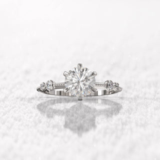 1.0TCW Round Cut Vintage Moissanite Diamond Engagement Ring in 925 Sterling Silver