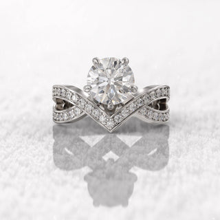 1.5TCW Round Cut Twisted Pave Moissanite Diamond Engagement Ring in 925 Sterling Silver