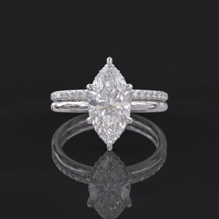 2.0TCW Marquise Solitaire Moissanite Diamond Unique Bridal Engagement Ring Set