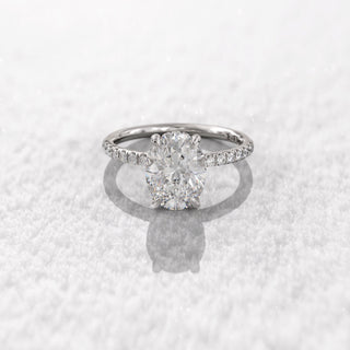 1.5TCW Oval Cut Hidden Halo Pave Moissanite Diamond Engagement Ring in 925 Sterling Silver