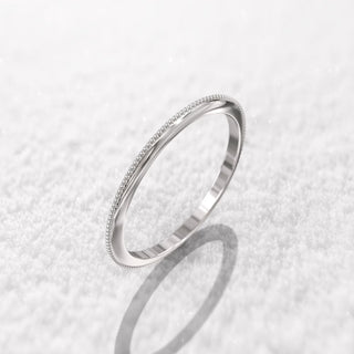 Classic Milgrain Plain Wedding Band in 925 Sterling Silver