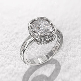 2.0TCW Cushion Bezel Solitaire Moissanite Diamond Engagement Ring in 925 Sterling Silver