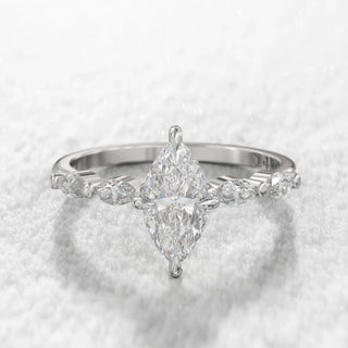 1.0TCW Marquise Cut Vintage Moissanite Diamond Engagement Ring in 925 Sterling Silver