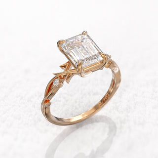 2.0TCW Emerald Cut Twig Moissanite Diamond Classic Bridal Engagement Ring Set