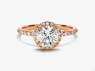 1.0TCW Round Halo Pave Moissanite Diamond Engagement Ring in 925 Sterling Silver