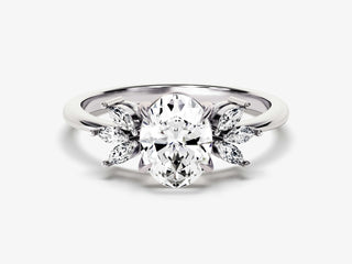 1.5TCW Oval Cut Cluster Moissanite Diamond Engagement Ring in 925 Sterling Silver