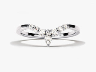 0.23TCW Chevron Marquise & Round Moissanite Diamond Wedding Band in 925 Sterling Silver