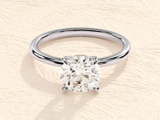 1.0-2.0TCW Round Cut 4-Prong Solitaire Moissanite Diamond Engagement Ring in 925 Sterling Silver