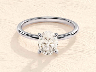 1.0-2.0TCW Oval Cut Solitaire Moissanite Diamond Engagement Ring in 925 Sterling Silver