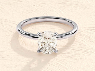 1.0-2.0TCW Oval Solitaire Moissanite Diamond Engagement Ring in 925 Sterling Silver