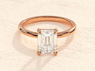 1.0-2.0TCW Emerald Cut Solitaire Moissanite Diamond Engagement Ring in 925 Sterling Silver