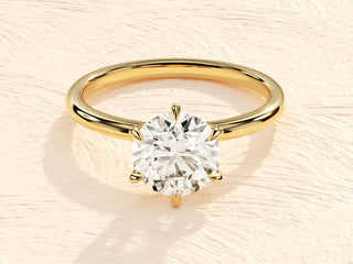 1.0-2.0TCW 6-Prong Round Solitaire Moissanite Diamond Engagement Ring in 925 Sterling Silver