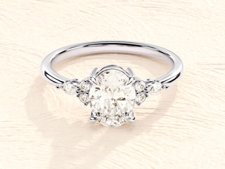 1.0-2.0TCW Oval Cut Cluster Moissanite Diamond Engagement Ring in 925 Sterling Silver