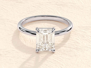 1.0-2.0TCW Emerald Cut Solitaire Moissanite Diamond Engagement Ring in 925 Sterling Silver