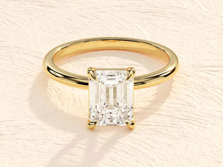 1.0-2.0TCW Emerald Cut Solitaire Moissanite Diamond Engagement Ring in 925 Sterling Silver