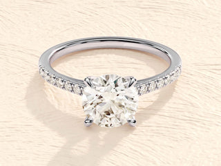 1.0-2.0TCW Round Cut Pave Set Moissanite Diamond Engagement Ring in 925 Sterling Silver