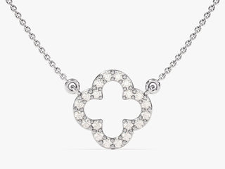 0.30TCW Round Cut Clover Moissanite Diamond Necklace in 925 Sterling Silver