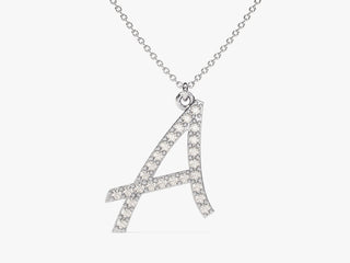 0.26TCW Round Cut Cursive Initial Moissanite Diamond Necklace in 925 Sterling Silver