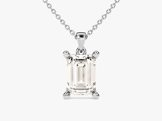 1.0TCW Emerald Cut Moissanite Diamond Necklace in 925 Sterling Silver