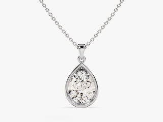 1.0TCW Pear Cut Bezel Moissanite Diamond Necklace in 925 Sterling Silver