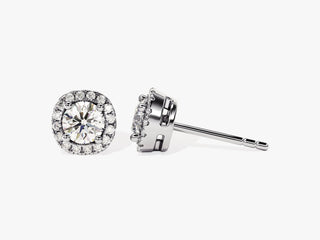 0.66 CT Minimalist Round Halo Stud Moissanite Diamond Earrings in 925 Sterling Silver