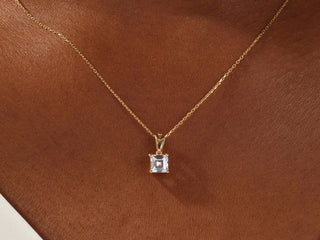 1.0TCW Asscher Cut Moissanite Diamond Necklace in 925 Sterling Silver