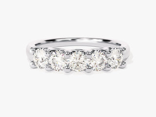 1.0TCW U-Prong Five Stone Round Moissanite Diamond Wedding Band in 925 Sterling Silver