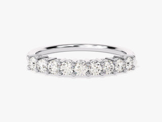 0.45TCW Round Half Eternity Moissanite Diamond Wedding Band in 925 Sterling Silver