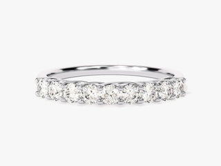 0.45TCW Nine Stone Round Moissanite Diamond Wedding Band in 925 Sterling Silver