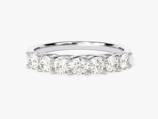 0.70TCW Seven Stone Trellis Round Moissanite Diamond Wedding Band in 925 Sterling Silver