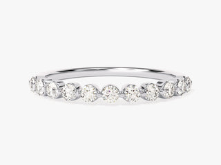 0.55TCW Round Half Eternity Moissanite Diamond Wedding Band in 925 Sterling Silver