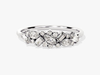 0.72TCW Multi Shape Cluster Moissanite Diamond Wedding Band in 925 Sterling Silver