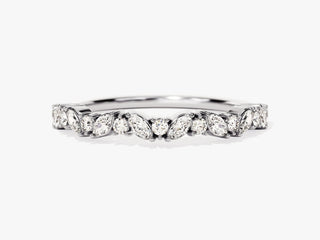 0.34TCW Round & Marquise Moissanite Diamond Wedding Band in 925 Sterling Silver