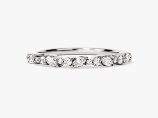 0.24TCW Round & Marquise Moissanite Diamond Wedding Band in 925 Sterling Silver