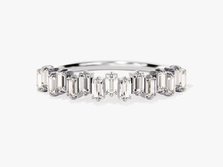 0.75TCW Baguette Half-Eternity Moissanite Diamond Wedding Band in 925 Sterling Silver