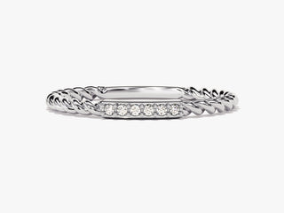 0.042TCW Round Twisted Moissanite Diamond Wedding Band in 925 Sterling Silver