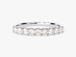 0.45TCW U-Prong Nine Stone Round Moissanite Diamond Wedding Band in 925 Sterling Silver