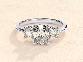 2.0TCW Oval Cut Three Stone Moissanite Diamond Engagement Ring in 925 Sterling Silver