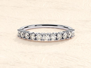 0.33TCW Eleven Stone Round Four Prong Moissanite Diamond Wedding Band in 925 Sterling Silver