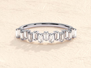 0.75TCW Baguette Half Eternity Moissanite Diamond Wedding Band in 925 Sterling Silver